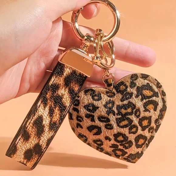 New animal print heart purse keychain charm - Picture 1 of 1